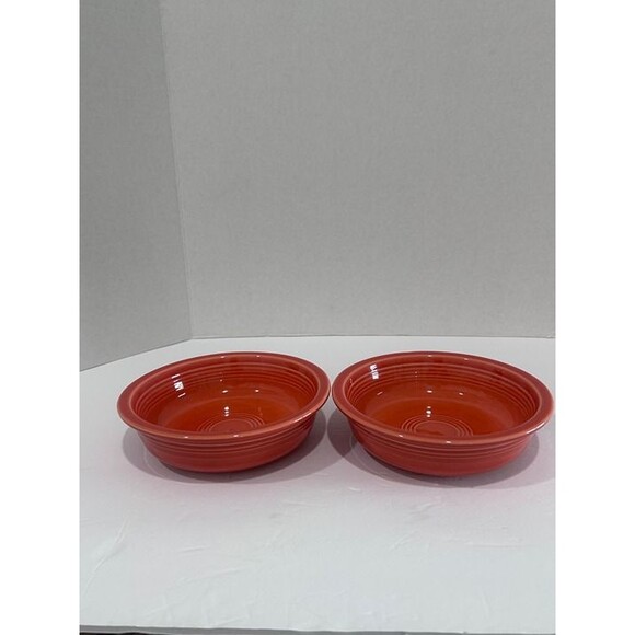 Homer Laughlin China Fiestaware Set of 2 Cereal Bowls Color Persimmon Retired - Picture 3 of 11